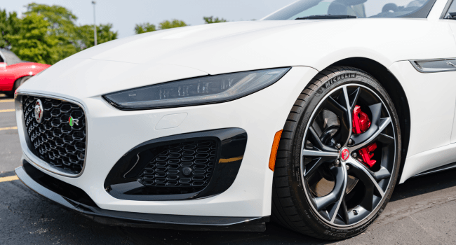 A white modern Jaguar F-TYPE R75 AWD convertible in Charleston, SC.